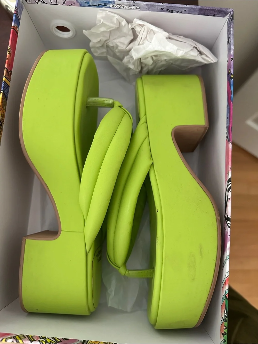 Platform Sandals in Lime Green - Women